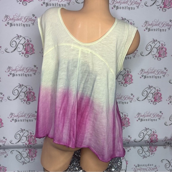 We the free top ombré yellow blue pink oversized comfy bohemian flowy tshirt - Picture 5 of 11